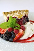 A Slice of Triple Berry Pie with Whipped Cream