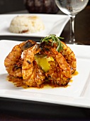 Grilled Chili Shrimp Wrapped Around Lemon with Rice