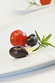 Cherry tomatoes, olives and rosemary