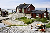 A barbeque on a rocky beach in Scandinavia