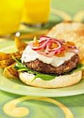 Cheeseburger with onions