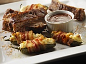 Baby Back Ribs with Bacon Wrapped Cream Cheese Filled Jalapenos