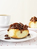 Sticky Pecan Date Bun (sweet bread roll with pecan nuts and dates)