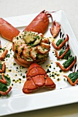 Hummertörtchen (lobster-shaped lobster dish) with artichoke and spinach