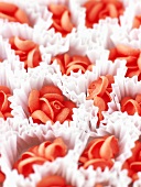 Red sugar roses for decorating cakes