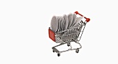 A model shopping trolley filled with coffee pads