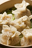 Tray of Chinese Shumai Dumplings Filled with Sticky Rice