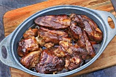 Country Style Pork Ribs Baked in a Molasses and Maple Syrup Sauce; From Above