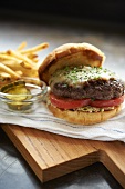 Cheeseburger with Tomato; Pickles and French Fries