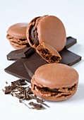 Chocolate macaroons with pieces of choc