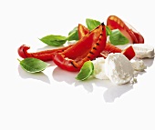 Goat cheese, roasted red peppers and basil