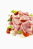 Boiled Parma ham with mozzarella and tomatoes