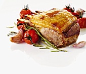 Rack of lamb with tomatoes and rosemary