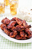 Platter of Barbecued Chicken Pieces; Smothered in Barbecue Sauce