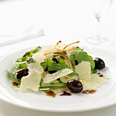 Rocket salad with olives and parmesan