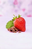 A strawberry with chocolate curls