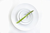A green asparagus spear on a plate