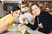 An Italian mother and daughter in a kitchen