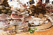 A charcuterie market stall in France