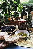 Olives, olive oil and bread