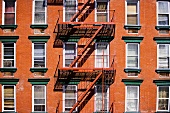 An apartment building with a fire escape
