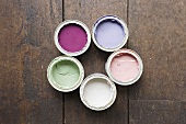 Pots of coloured paint