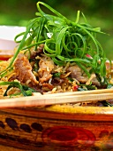 Nasi goreng with pork and spring onions
