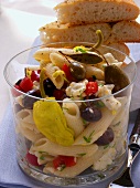 Greek pasta salad with olives & sheep's cheese