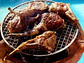 Lamb chops on terracotta barbecue