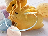 Easter Bunny in bread dough and coloured eggs