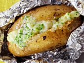 Baked potato with herb cream cheese