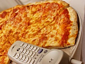Call a pizza: Pizza margherita with telephone