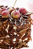 Black Forest cherry gateau with marzipan cherries
