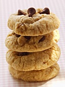 Chocolate chip cookies in a pile