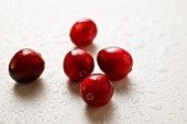 A few cranberries with drops of water