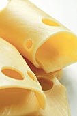 Emmental cheese in slices (close-up)