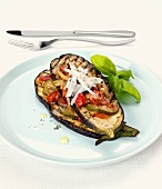 Grilled aubergines with courgettes and tomatoes