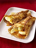 Pancakes with apples and orange marmalade