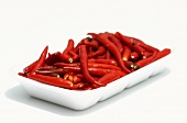 Red chili peppers in a bowl
