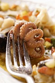 Seafood salad with octopus and vegetables