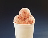 Strawberry ice cream in white beaker