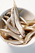 Sandsmelts in small white bowl