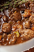 Venison ragout with thyme (close-up)