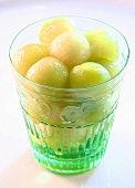 Honeydew melon balls in glass
