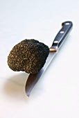 Black truffle with knife