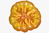 Slice of tomato (cross-section), backlit