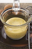 Mayonnaise in a small glass pan