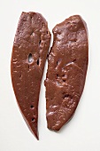 Two slices of calf's liver