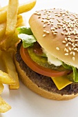 Cheeseburger and Fries on a Plate