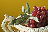 Red grapes with olive branch